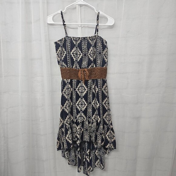 Rue21 Blue Taupe Aztec Southwestern Sleeveless Dress Hi-Low Hem M - Picture 9 of 13